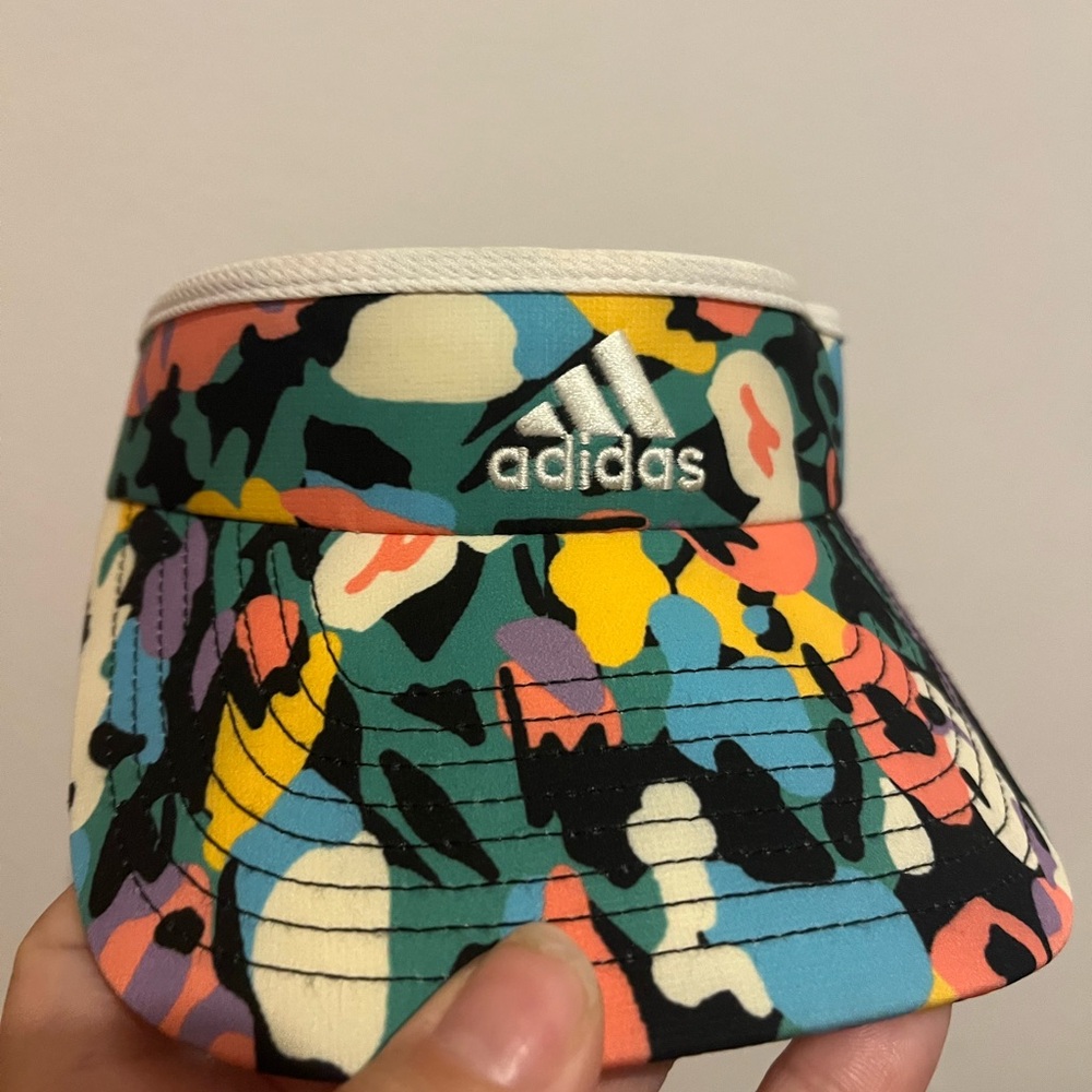 Adidas Women's Match Floral Multicolor Classic Clamp Embroidered Logo Visor - Picture 6 of 8